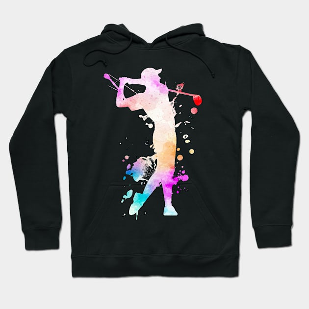 Golf Sport Watercolor Art Graphic Hoodie by TheBeardComic